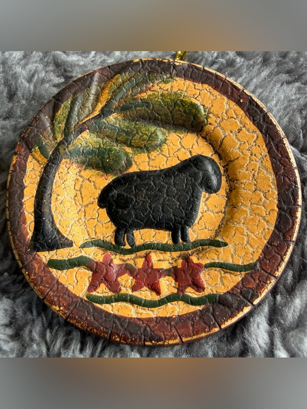 Ragon House Black Sheep Ornament Primitive Folk Art Rustic Country Decor 2"